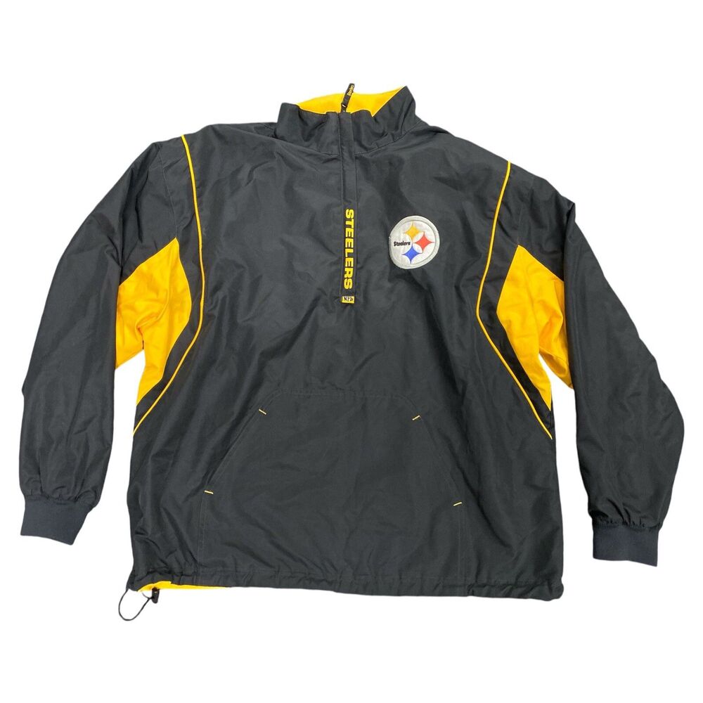 NFL Team Apparel Pittsburgh Steelers Reversable Pullover Jacket  1/4 Zip Men's L